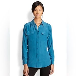 Equipment silk blouse button up shirt with pockets XS